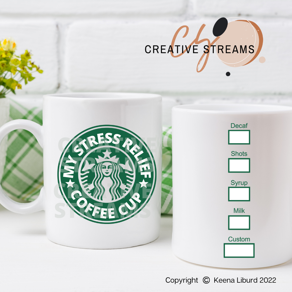 “My Stress Relief Coffee Cup" 12 oz Ceramic Mug