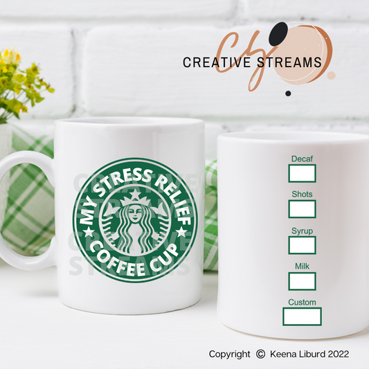 “My Stress Relief Coffee Cup" 12 oz Ceramic Mug