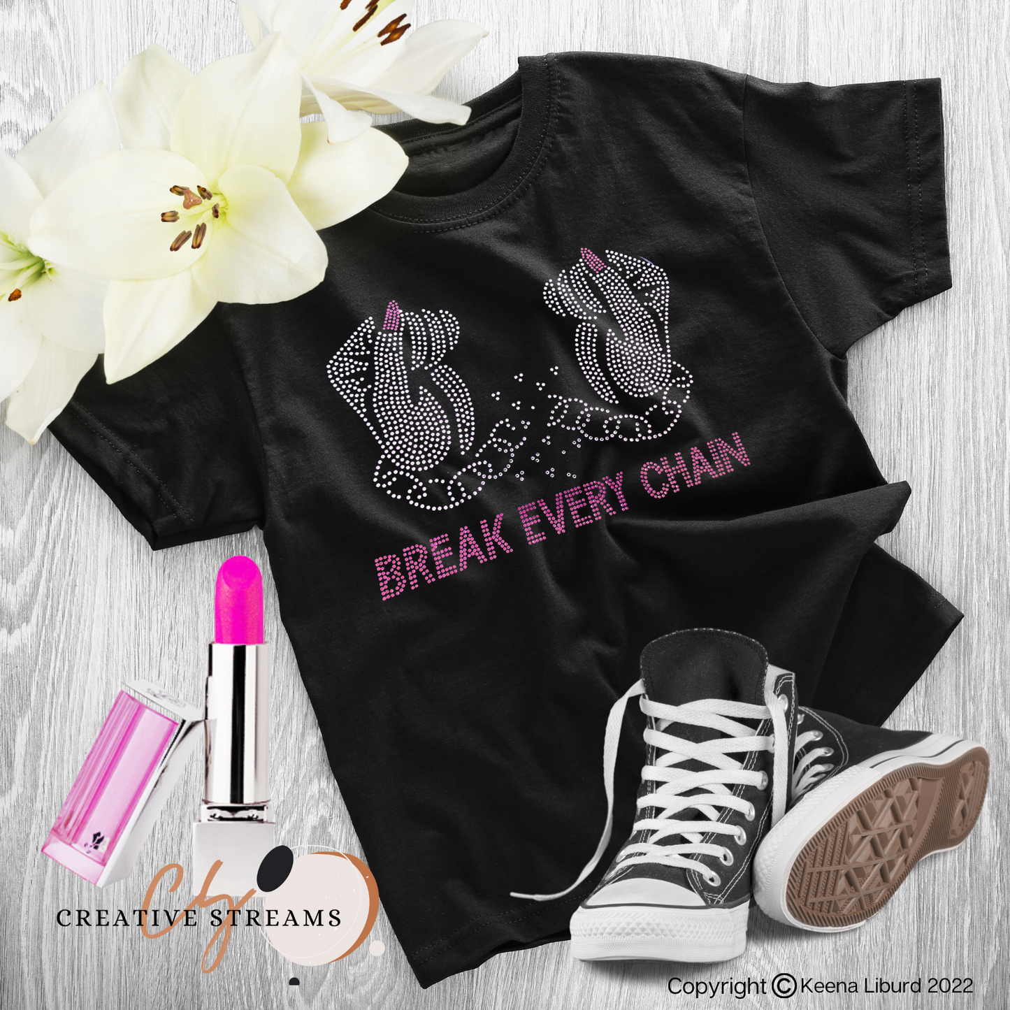 "Break every chain" Bling Rhinestone T-shirt