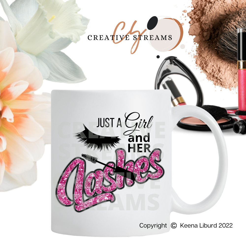 "Just a Girl & her Lashes” 12oz Ceramic Mug