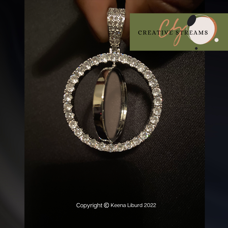 Rotating Round Pendant PHOTO SILVER necklace